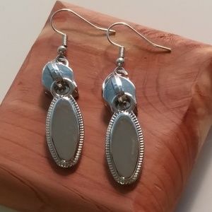 Handcrafted silver zipper pull dangle earrings
